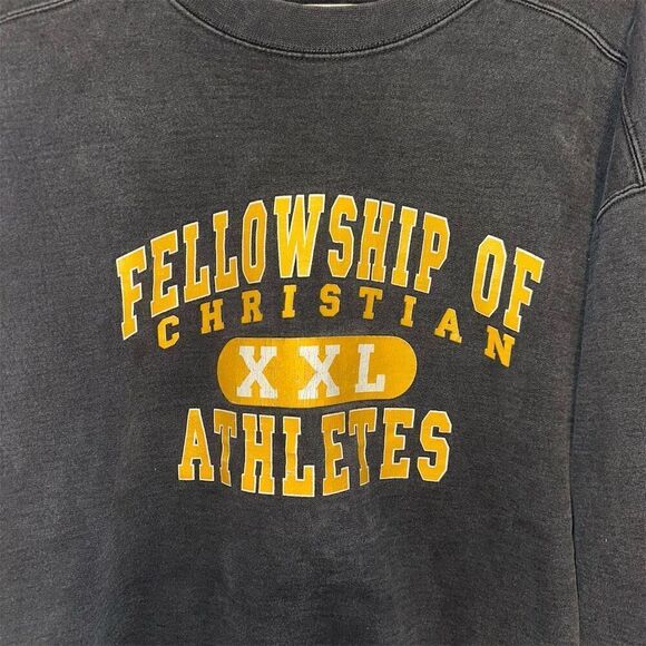 Vintage Fellowship of Christian Athletes Sweatshirt Black Unisex L Bin J - Picture 2 of 7